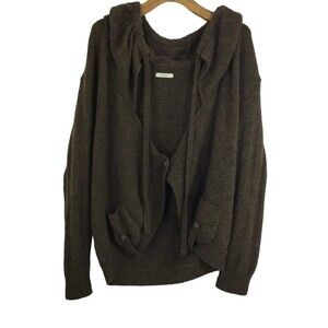 CANNISSE Sweater Tie Neck One Button Long Sleeve Knit Wool Brown Size 10/12